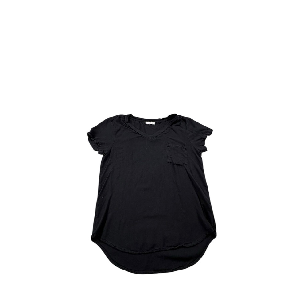 Simply Blessed Black V-Neck Pocket Tee Women's Small‎ Short Sleeve Top